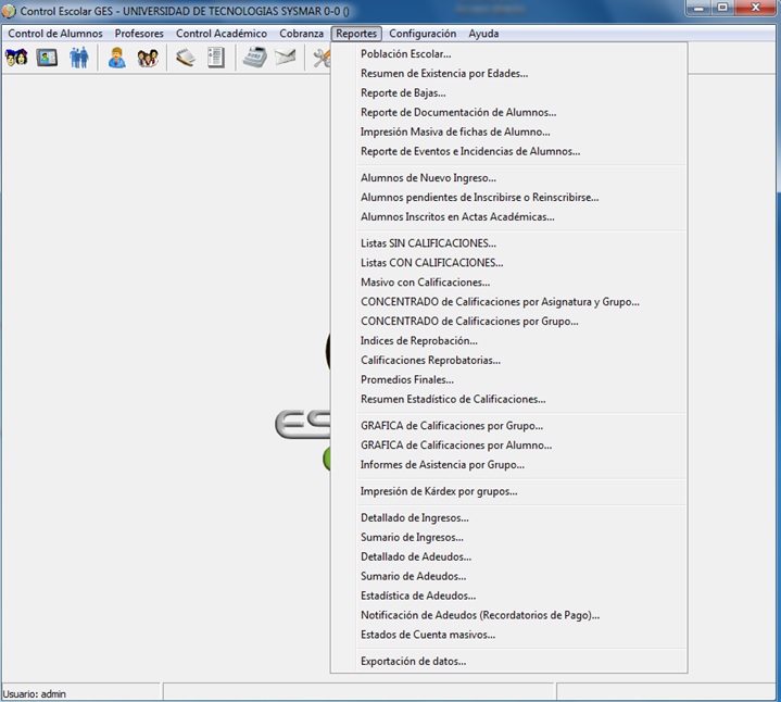Reportes en Escolar GES 4